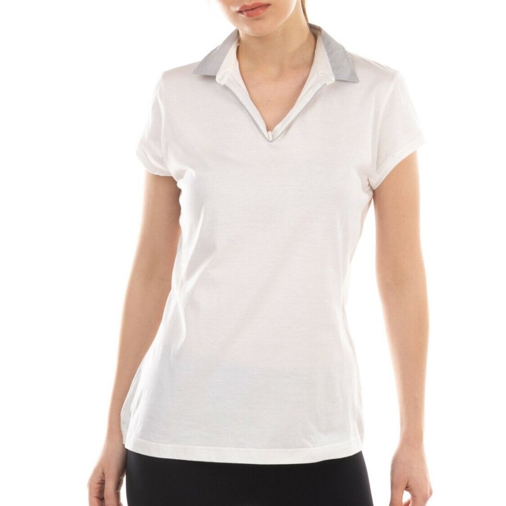 Eleventy Contrast Collar Short Sleeve Polo Tee XL